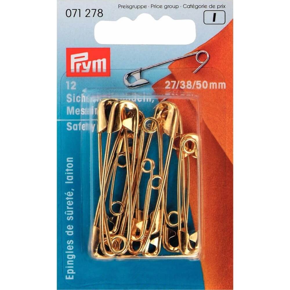 Prym Veiligheidsspelden assortiment 27-38-50mm goud - 5x12st