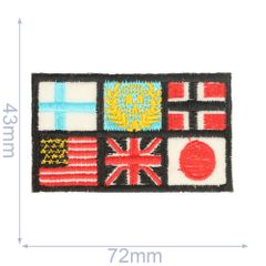 Iron-on patches flags 72x43mm black - 5pcs