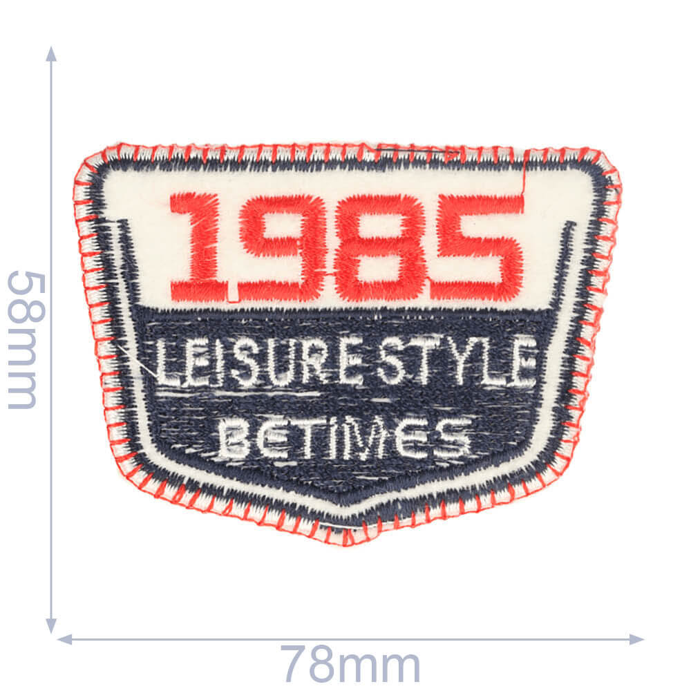Applicatie 1985 78x58mm blauw-rood - 5st