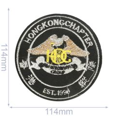 Applikation Hong Kong Chapter 114x114mm schwarz - 5Stk