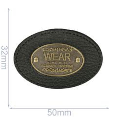 Label Oval Wear 50x32mm schwarz - 5Stk