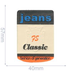 Label Jeans 75 Classic 40x57mm beige-blau - 5Stk