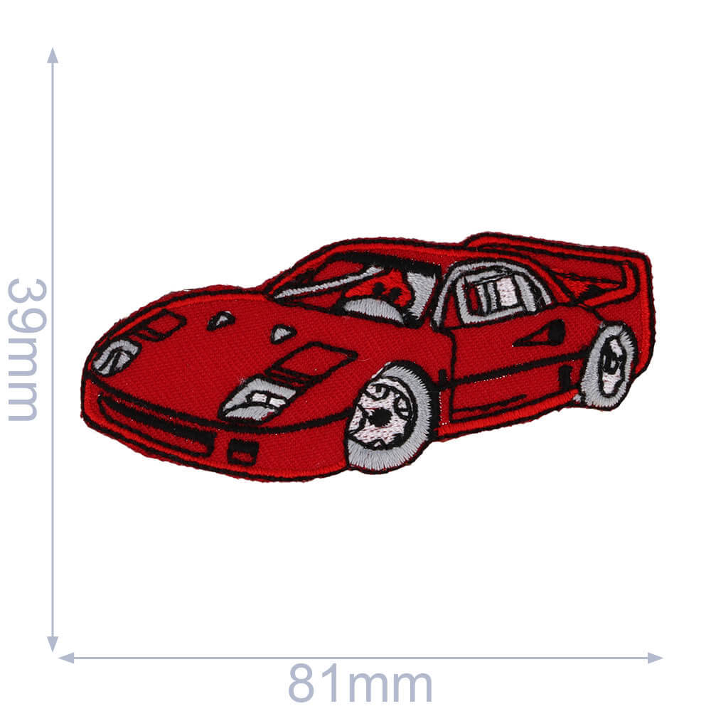 HKM Applicatie sportwagen 81x39mm rood - 5st