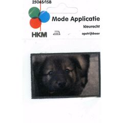 Applikation Hundekopf schwarz-grau - 5 Stück