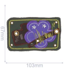 Patch flower purple in rectangle 103x67mm - 5pcs