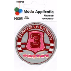 Iron-on patches Winner Session 3, pink - 5pcs