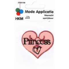 Iron-on patches Heart Princess pink - 5pcs