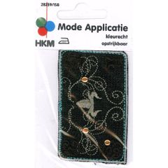 Iron-on patches Shield with studs black - 5pcs