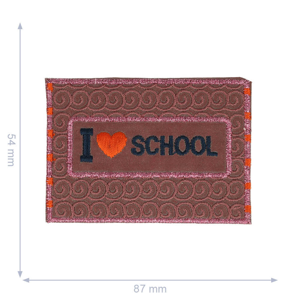 Applicatie Love school reflecterend 87x54mm - 5st