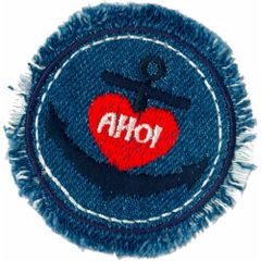 Applikation AHOI in Kreis Jeansblau - 5Stk