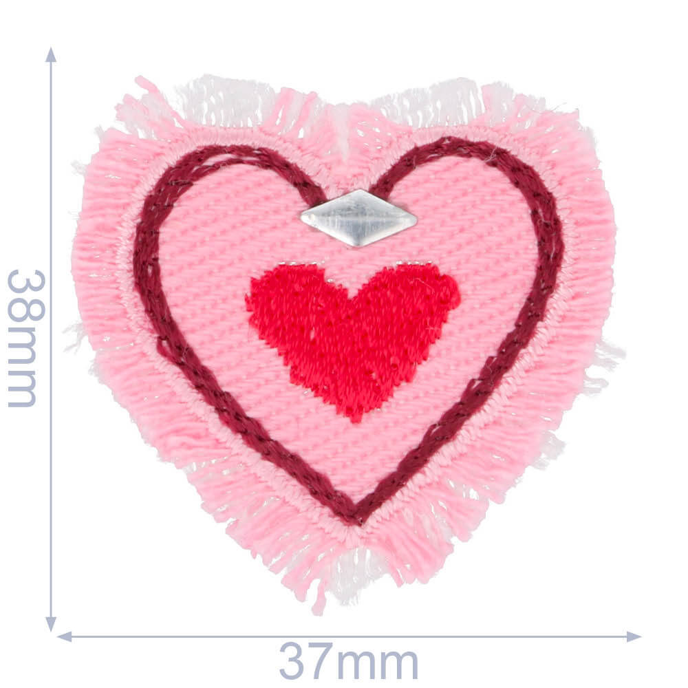 Applicatie Hart rood in roze hart - 5st