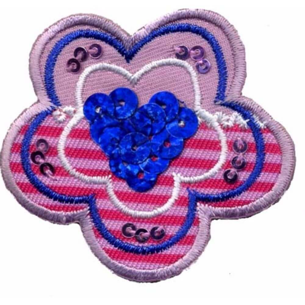 Applicatie Bloem met blauwe pailletten - 5st