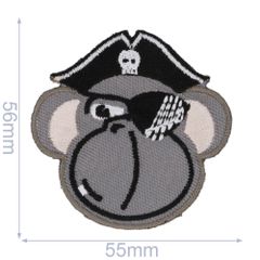Applikation Piraten Affe grau - 5 Stück