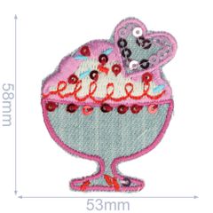 HKM Iron-on patch ice cup jeans 53x58mm - 5pcs