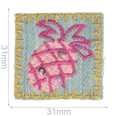 HKM Applikation Ananas Jeans 31x31mm - 5Stk