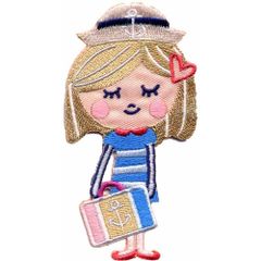 Applicatie Meisje met hoedje en koffer - 5st