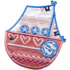 Applicatie Schip roze met glitters - 5st