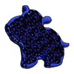 Iron-on patches Hippopotamus blue sequins - 5pcs