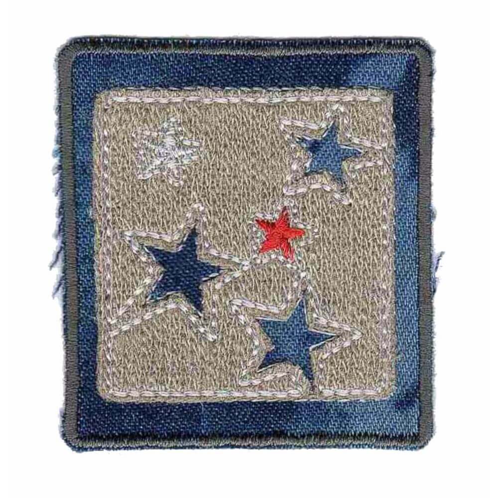 Applicatie Donker jeans vierkant met sterren  - 5st