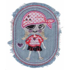 Applikation Jeans mit Piratenmädchen - 5Stk