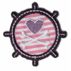Iron-on patches Steering wheel with pink heart - 5pcs
