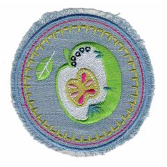 Applikation Button mit Apfel - 5Stk