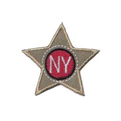 Iron-on patch star blue-beige NY - 5pcs