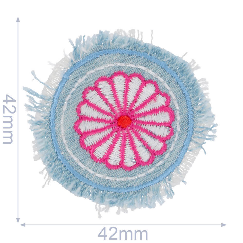 Applicatie Bloem jeans roze - 5st