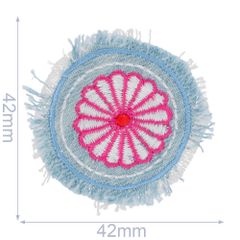 Applicatie Bloem jeans roze - 5st