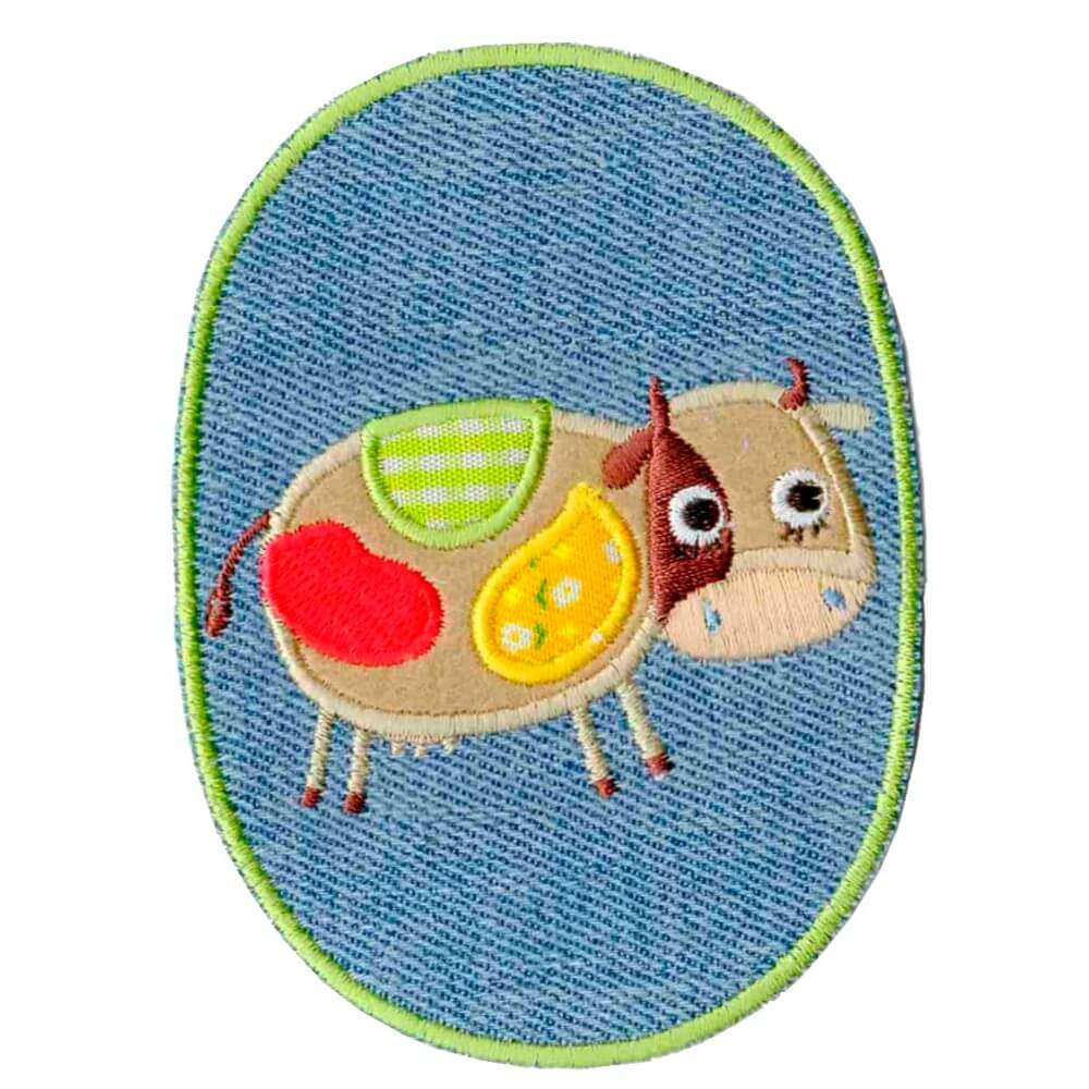 Applicatie Kniestuk jeans met koe - 5st