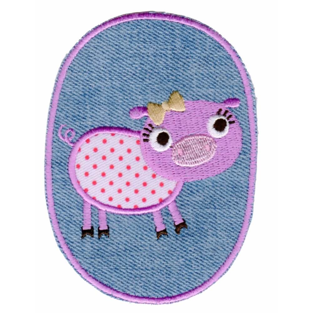 Applicatie Kniestuk jeans met varken - 5st