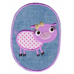 Iron-on patches Knee patch jeans with pig - 5pcs