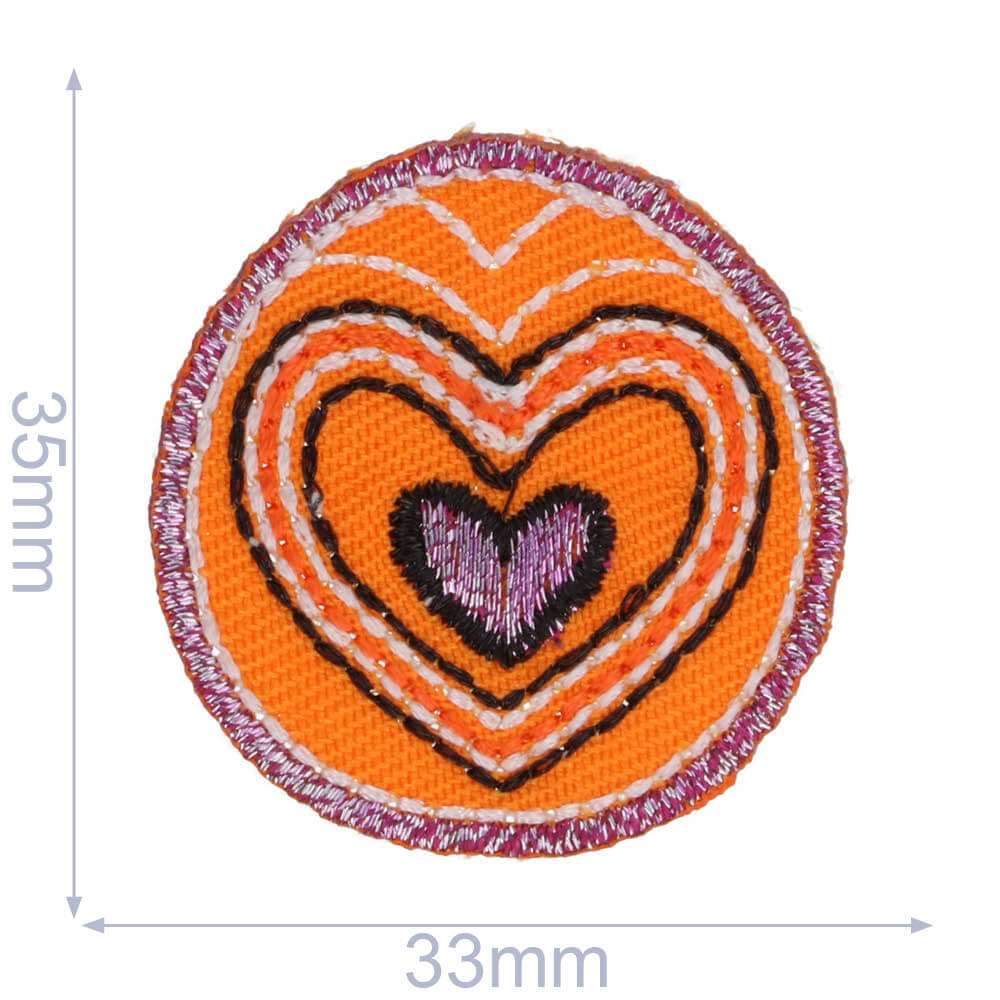 Iron-on patch button with heart denim - 5pcs