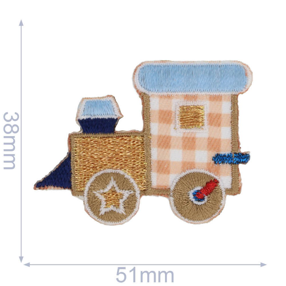 Iron-on patch locomotive checked - 5pcs