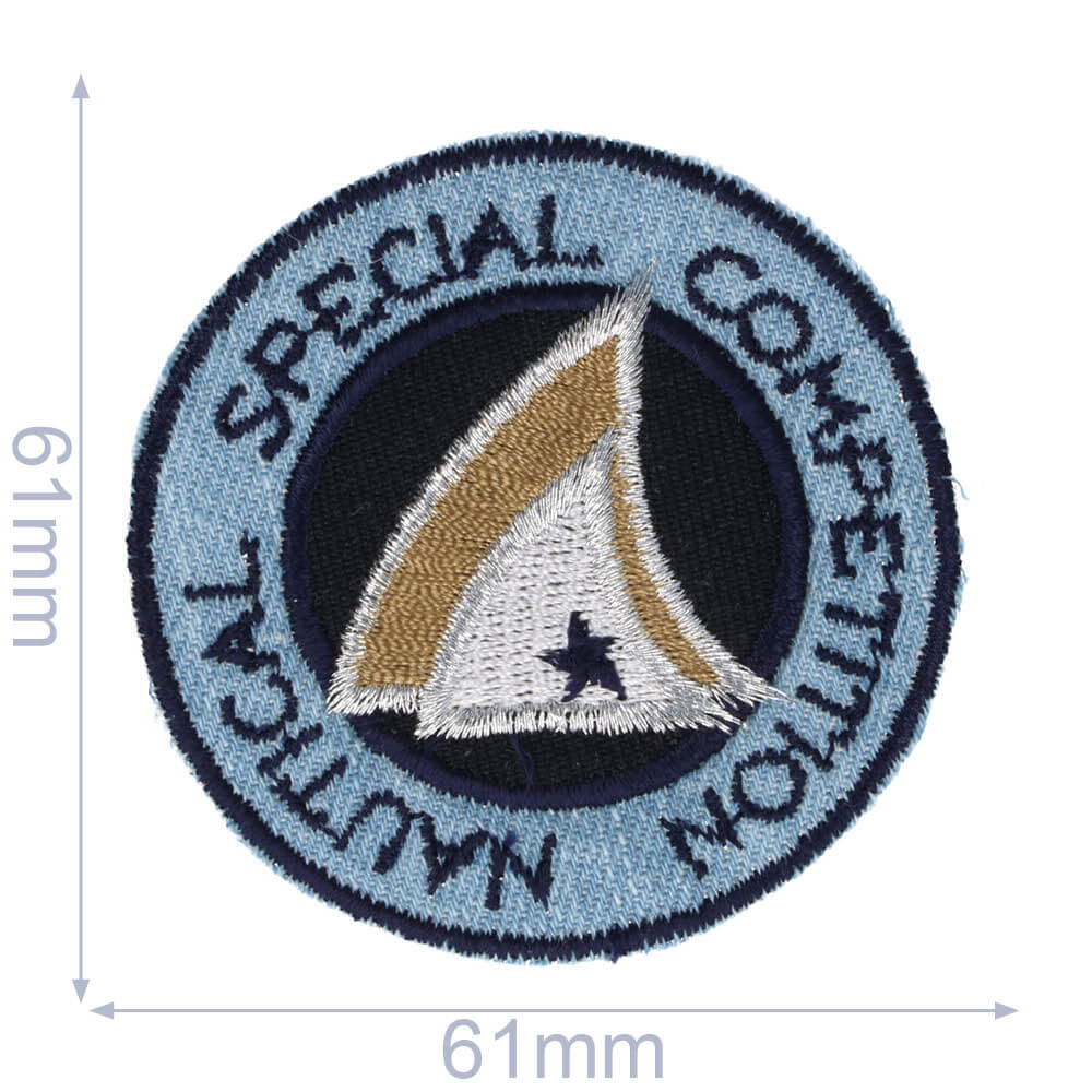 Applicatie Button met schip lichte jeans - 5st