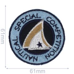 Applicatie Button met schip lichte jeans - 5st