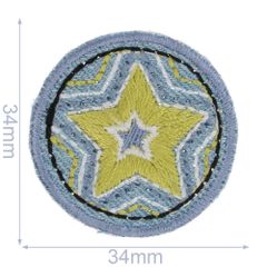 Iron-on patches Button star yellow - 5pcs