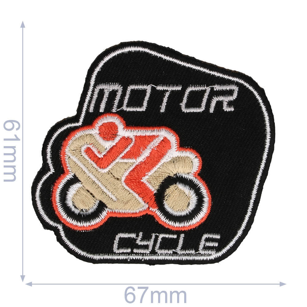 Iron-on patches Motorcycle black/grey - 5pcs
