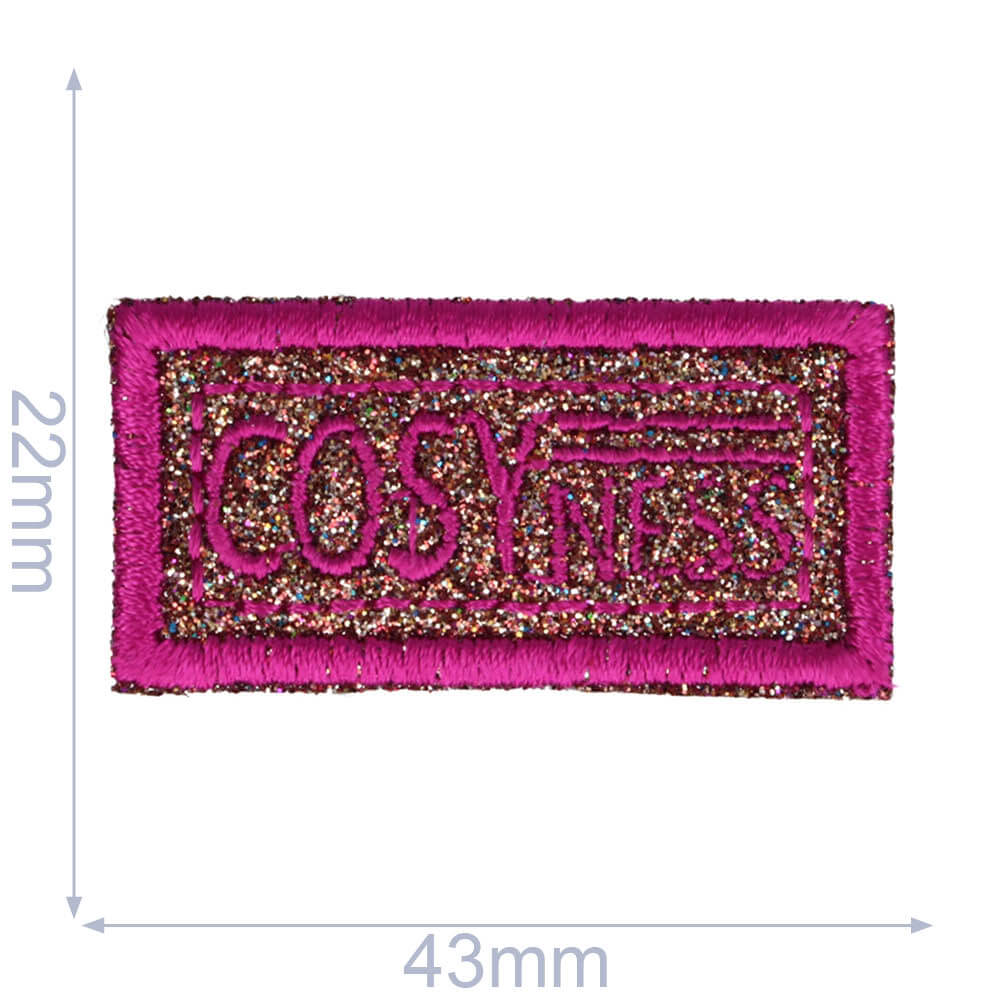 Iron-on patches Cosyness glitter in pink/black/bronze/ - 5pcs