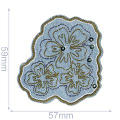 Iron-on patches flowers on jeans dark green - 5pcs