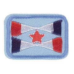 HKM Iron-on patches token with red star light blue - 5pcs