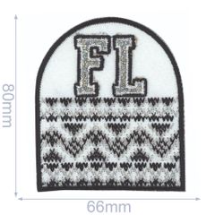 HKM Iron-on patch FL shield 66x80mm white - 5pcs
