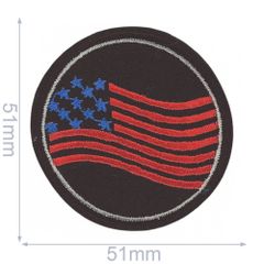 HKM Iron-on patch stars-stripes 51x51mm red - 5pcs