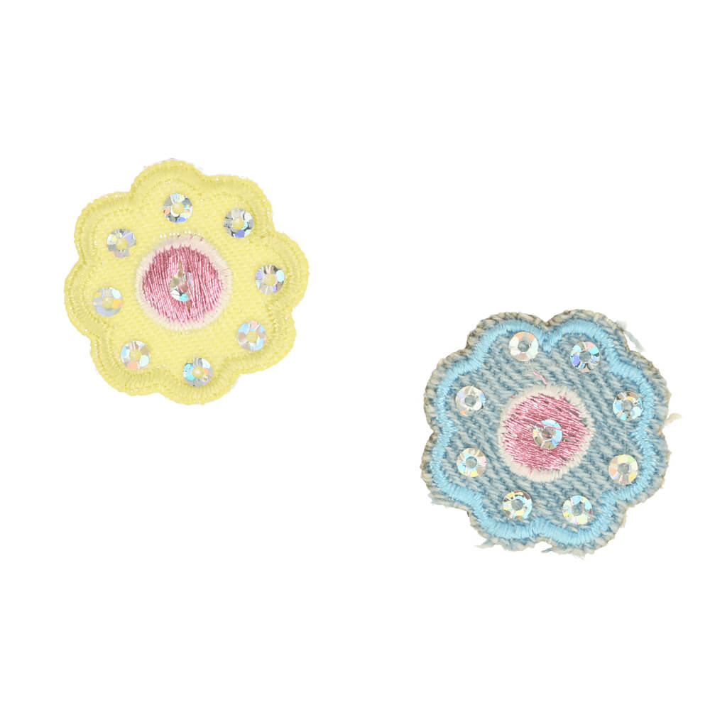HKM Applicatie bloemen set geel-blauw - 5st