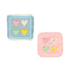 HKM Iron-on patch coloured hearts set jeans - 5pcs