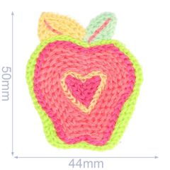 Patch knitted apple 44x50mm pink-green - 5pcs