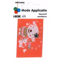 Iron-on patches bear+Dog in heart - 5pcs