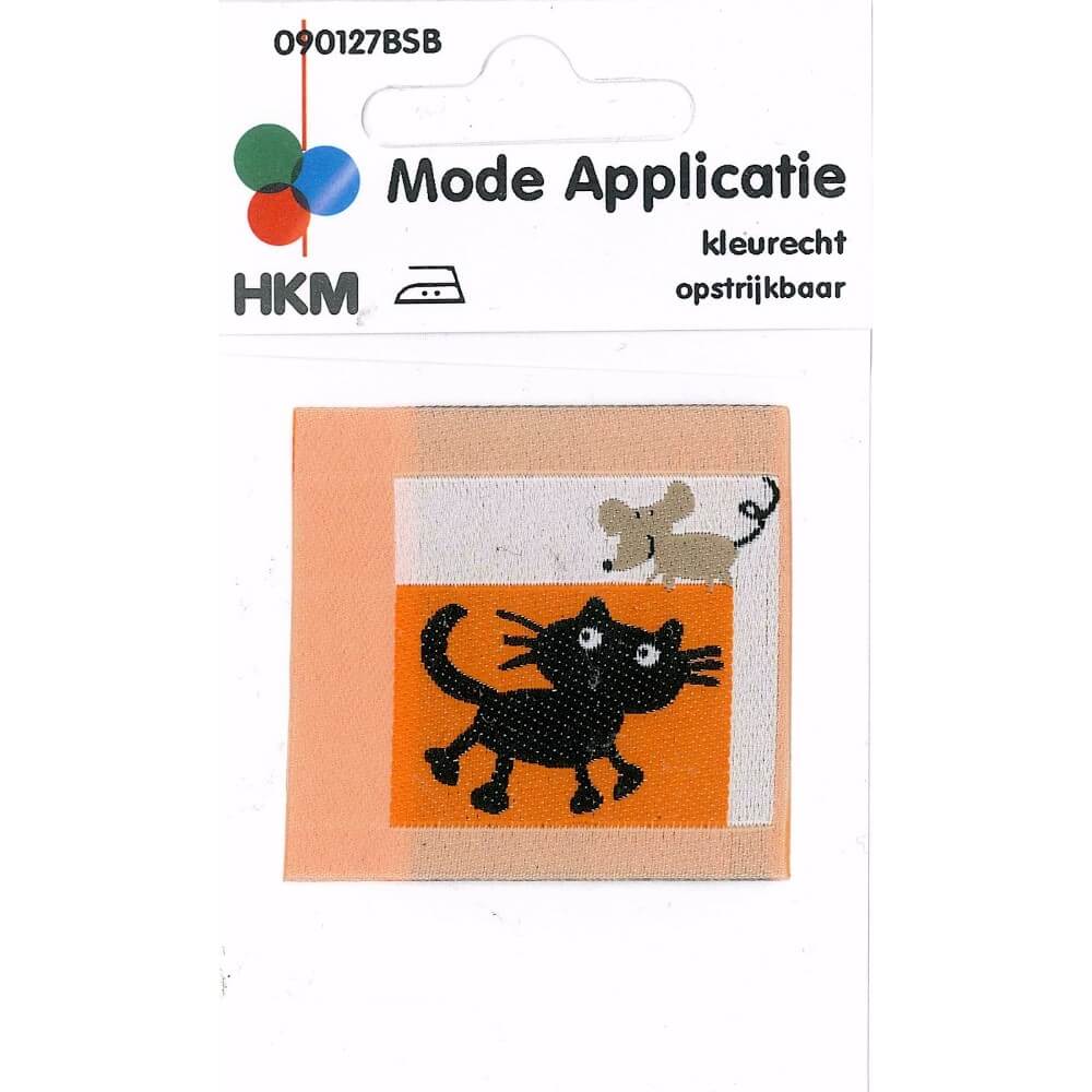 Applicatie Label Kat met Muis - 5st