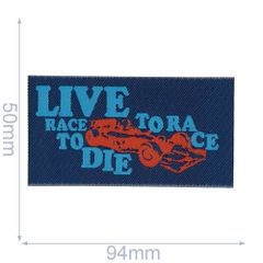 HKM Patch label live to race 94x50mm - 5pcs