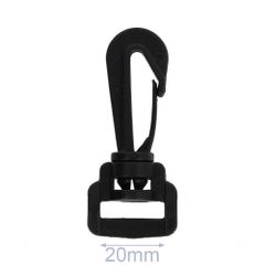 Swivel snap hook nylon 20-38mm black - 25pcs